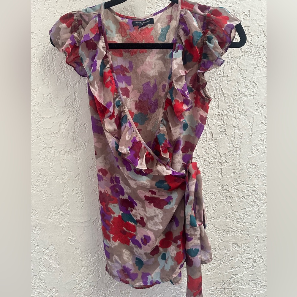 Floral Ruffle Wrap blouse